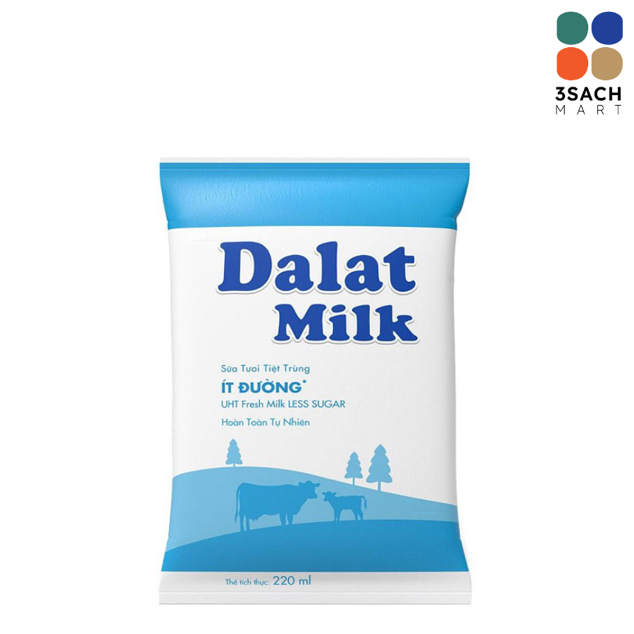  Sữa Tiệt Trùng Ít Đường Dalat Milk (Bịch 200ml) 