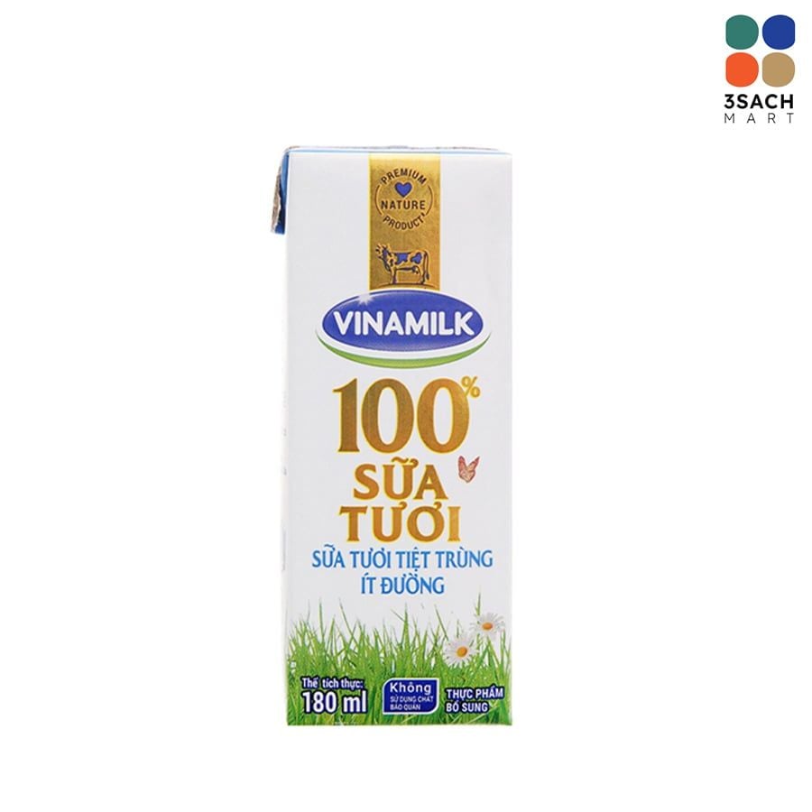  Sữa Tươi Tiệt Trùng Ít Đường Vinamilk (Hộp 180Ml) 