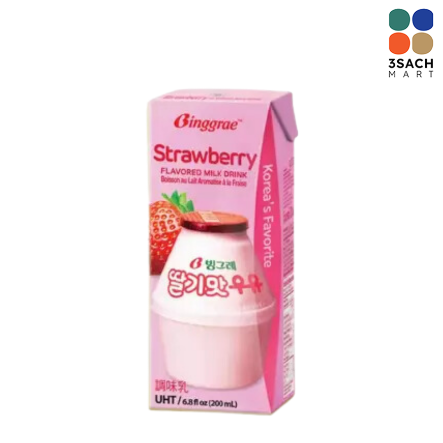  Sữa Dâu Binggrae (Hộp 200ml) 