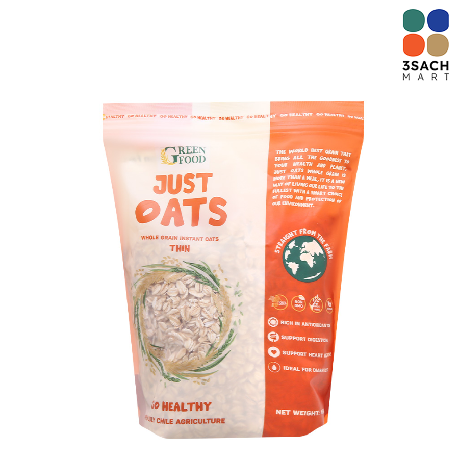  [01.05 - 30.06 Mua 1 tặng 1 (quấn kèm)] Yến Mạch Ăn Liền Cán Dày Just Oats (Gói 454g) 