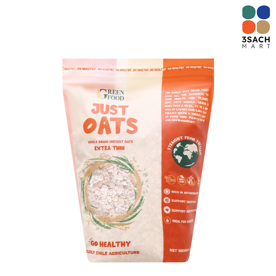  [01.05 - 30.06 Mua 1 tặng 1 (quấn kèm)] Yến Mạch Ăn Liền Cán Mỏng Just Oats (Gói 454g) 
