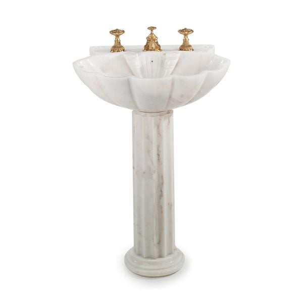  Chậu rửa mặt chân dài Shell bằng đá Marble tự nhiên - 0210PED-RSAU 