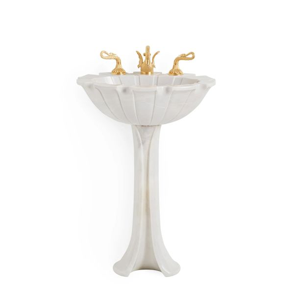  Chậu rửa mặt chân dài Tulip bằng đá marble tự nhiên Swan - 0221PED-RSAU 