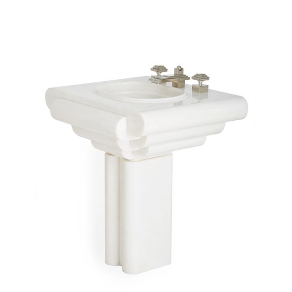  Chậu rửa mặt chân dài Art Deco bằng đá marble tự nhiên - 0240PED-RSAU 