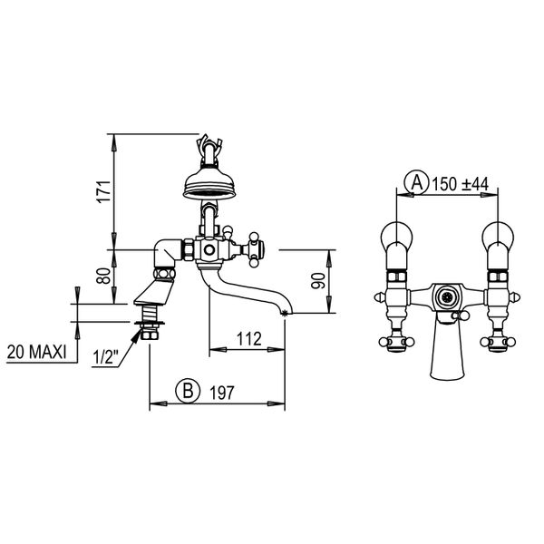  Vòi bồn tắm cổ điển bằng đồng Éloise - 02485 