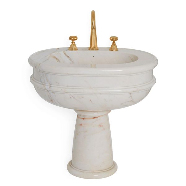  Chậu rửa mặt chân dài Grecian bằng đá marble tự nhiên - 0292PED-RSAU 