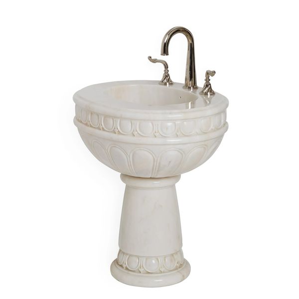  Chậu rửa mặt chân dài Egg & Dart bằng đá marble tự nhiên - 0294PED-RSAU 