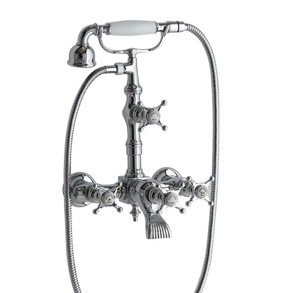  Vòi bồn tắm có sen cầm tay cổ điển gắn tường bằng đồng Villa D'Este - 030101 