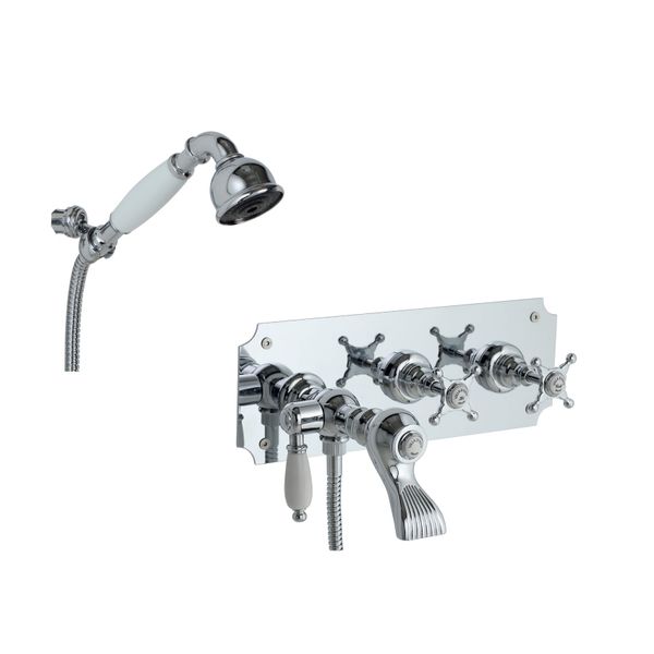  Vòi bồn tắm có sen cầm tay cổ điển gắn tường bằng đồng Villa D'Este - 030109 