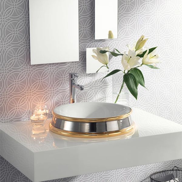  Chậu lavabo bán âm bàn Amalia Luxury Ring - 0404M42M43 