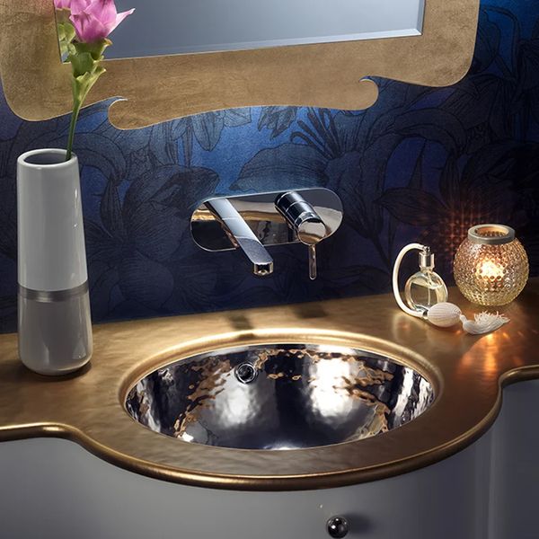  Chậu lavabo âm bàn Clarissa Hammered Platinum - 0426HP 