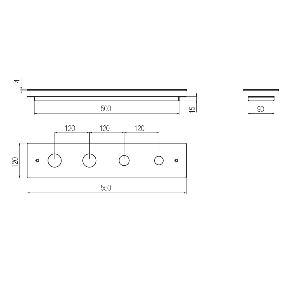  Vòi bồn tắm 4 lỗ với vòi sen cầm tay bằng đồng Minimè - B4T1 