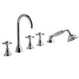  Vòi bồn tắm 5 lỗ có sen cầm tay cổ điển bằng đồng Victoria - 060106 