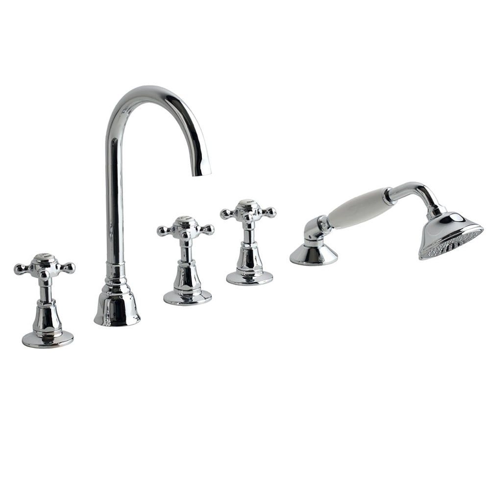  Vòi bồn tắm 5 lỗ có sen cầm tay cổ điển bằng đồng Victoria - 060106 