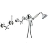  Vòi bồn tắm gắn tường 5 lỗ có sen cầm tay cổ điển bằng đồng Victoria - 060110 