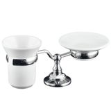  Đĩa đựng xà bông tắm & ly đựng bàn chải đánh răng để bàn phòng tắm cổ điển bằng đồng Victoria - 060603 