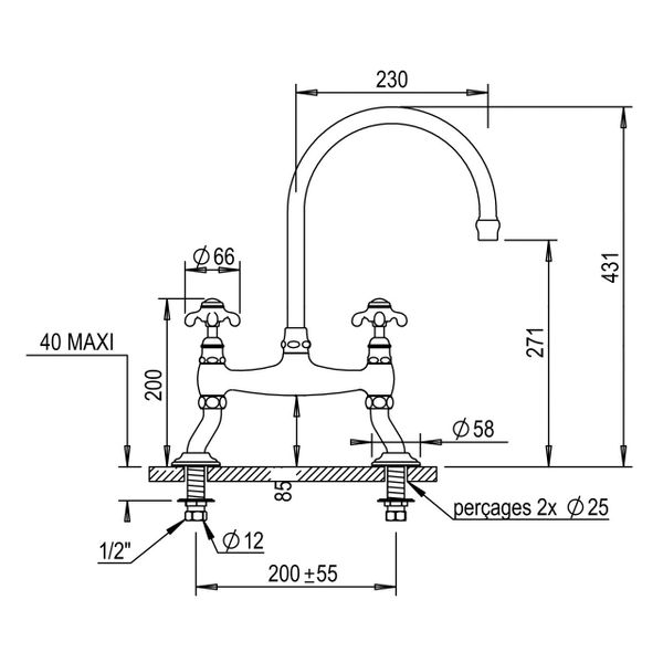 Vòi rửa chén bát cổ điển bằng đồng Montmartre - 50141 