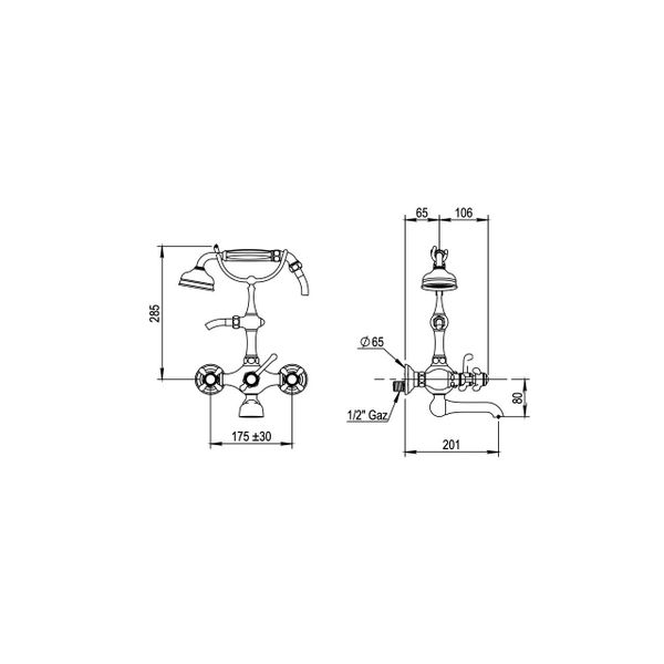  Vòi bồn tắm gắn tường cổ điển bằng đồng Montmartre - 50434 