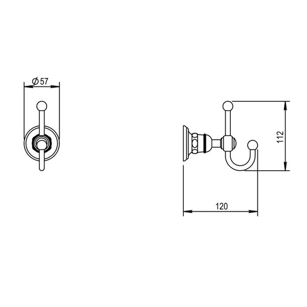  Móc treo áo phòng tắm cổ điển bằng đồng Montmartre - 07613 