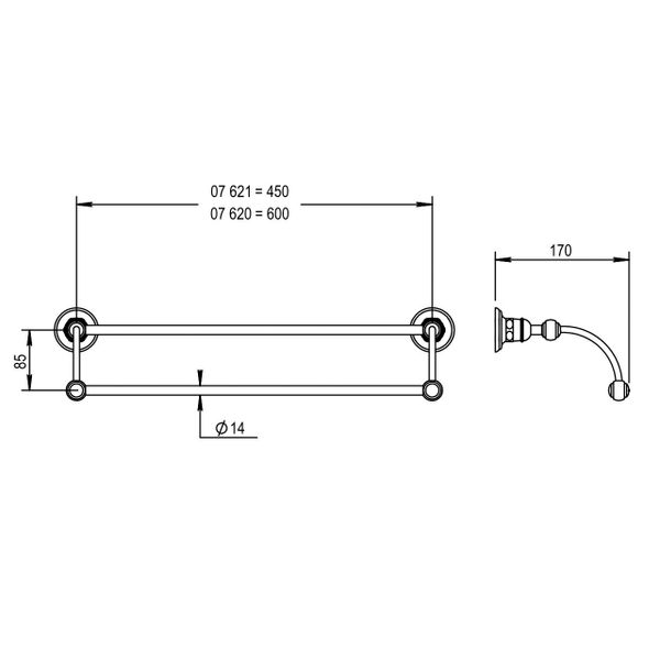 Thanh treo khăn đôi 600mm cổ điển bằng đồng Montmartre - 07620 