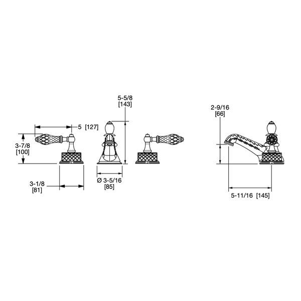  Vòi chậu lavabo cổ điển Cut Crystal bằng đồng - 0914BSN819-CTCR 