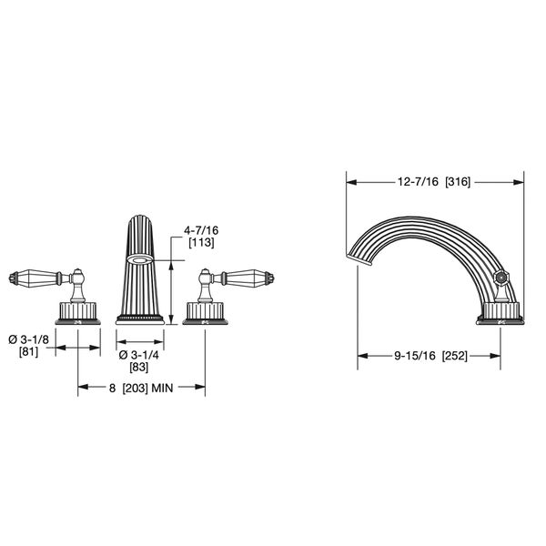  Vòi bồn tắm ba lỗ cổ điển Lapis Lazuli bằng đồng - 0914DKT821-LAPI 