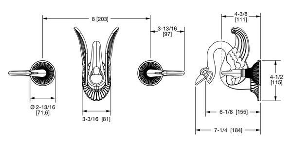  Vòi chậu rửa mặt gắn tường cổ điển Swan bằng đồng - 0915WBS 