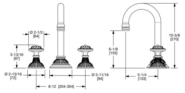  Vòi chậu rửa mặt cổ điển Acanthus bằng đồng - 0918BAR800AC 