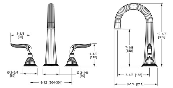  Vòi chậu rửa mặt cổ điển Textured Classical bằng đồng - 0932BAR821 