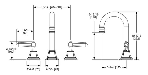  Vòi chậu lavabo cổ điển Harrison bằng đồng - 0980BAR800HR 
