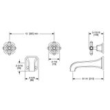  Vòi bồn tắm ba lỗ gắn tường cổ điển Harrison bằng đồng - 0981TUB824S 
