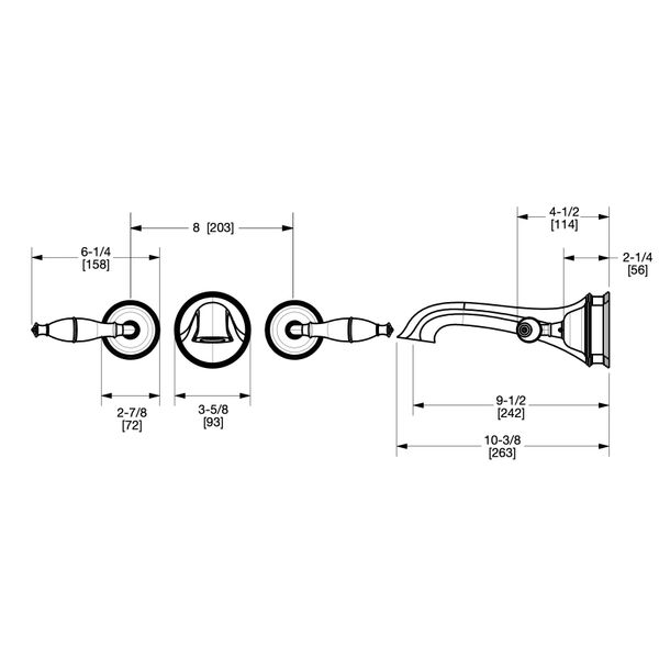  Vòi chậu rửa mặt gắn tường cổ điển Grey Series I bằng đồng - 0990WBS825 