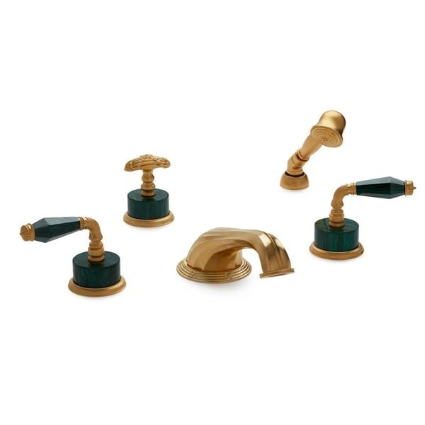  Vòi bồn tắm năm lỗ cổ điển Malachite SW bằng đồng - 1029DTS818-MALA 