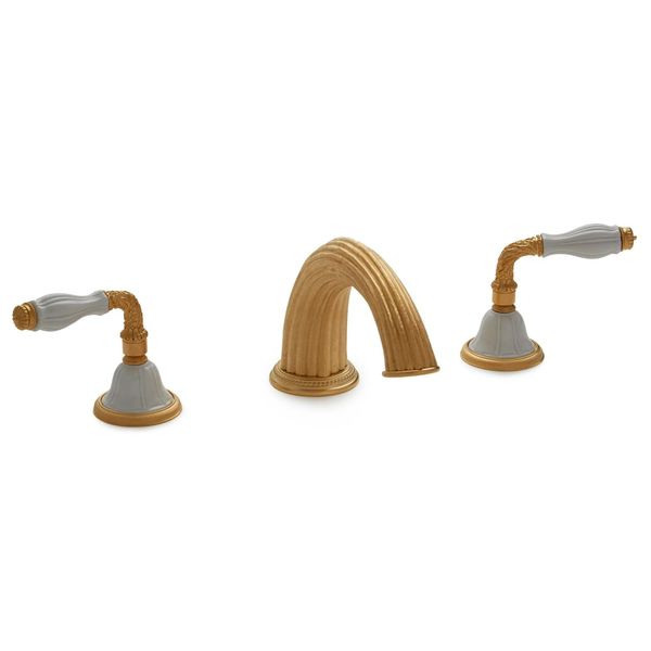  Vòi bồn tắm ba lỗ cổ điển Scalloped White Ceramic bằng đồng - 1030DKT821-03WH 