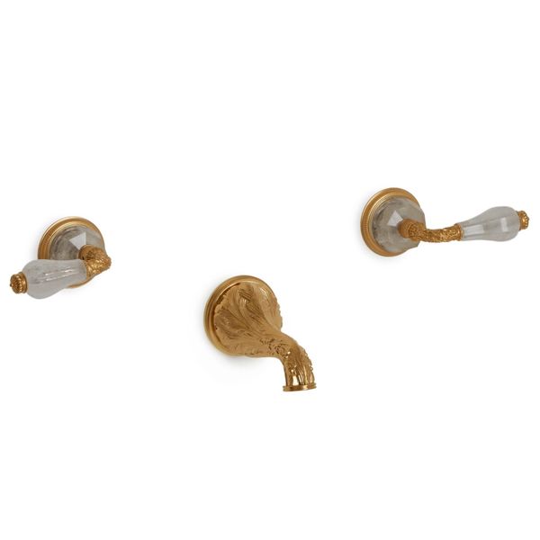  Vòi bồn tắm ba lỗ gắn tường cổ điển Rock Crystal bằng đồng - 1030TUB819-RKCR 