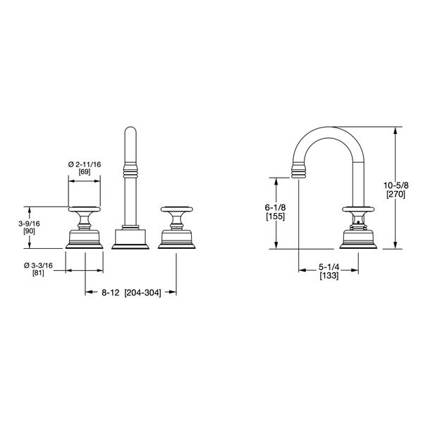  Vòi chậu cổ điển Onyx SW bằng đồng - 1065BAR800KN-HNOX 