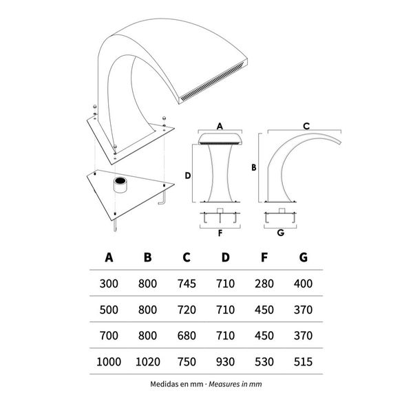  Thác nước hồ bơi ngoài trời bằng AISI 316L stainless steel (chống thời tiết đại dương) - AQA106A.2 