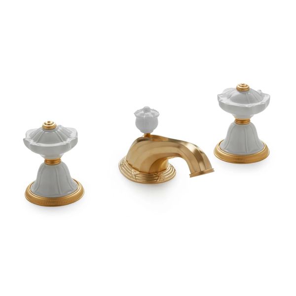  Vòi chậu lavabo cổ điển Scalloped White Ceramic bằng đồng - 1097BSN818-03WH 