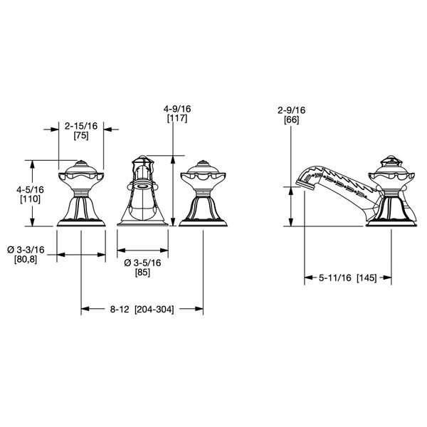  Vòi chậu lavabo cổ điển Scalloped White Ceramic bằng đồng - 1097BSN819-03WH 