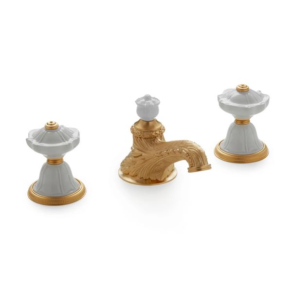  Vòi chậu lavabo cổ điển Scalloped White Ceramic bằng đồng - 1097BSN819-03WH 