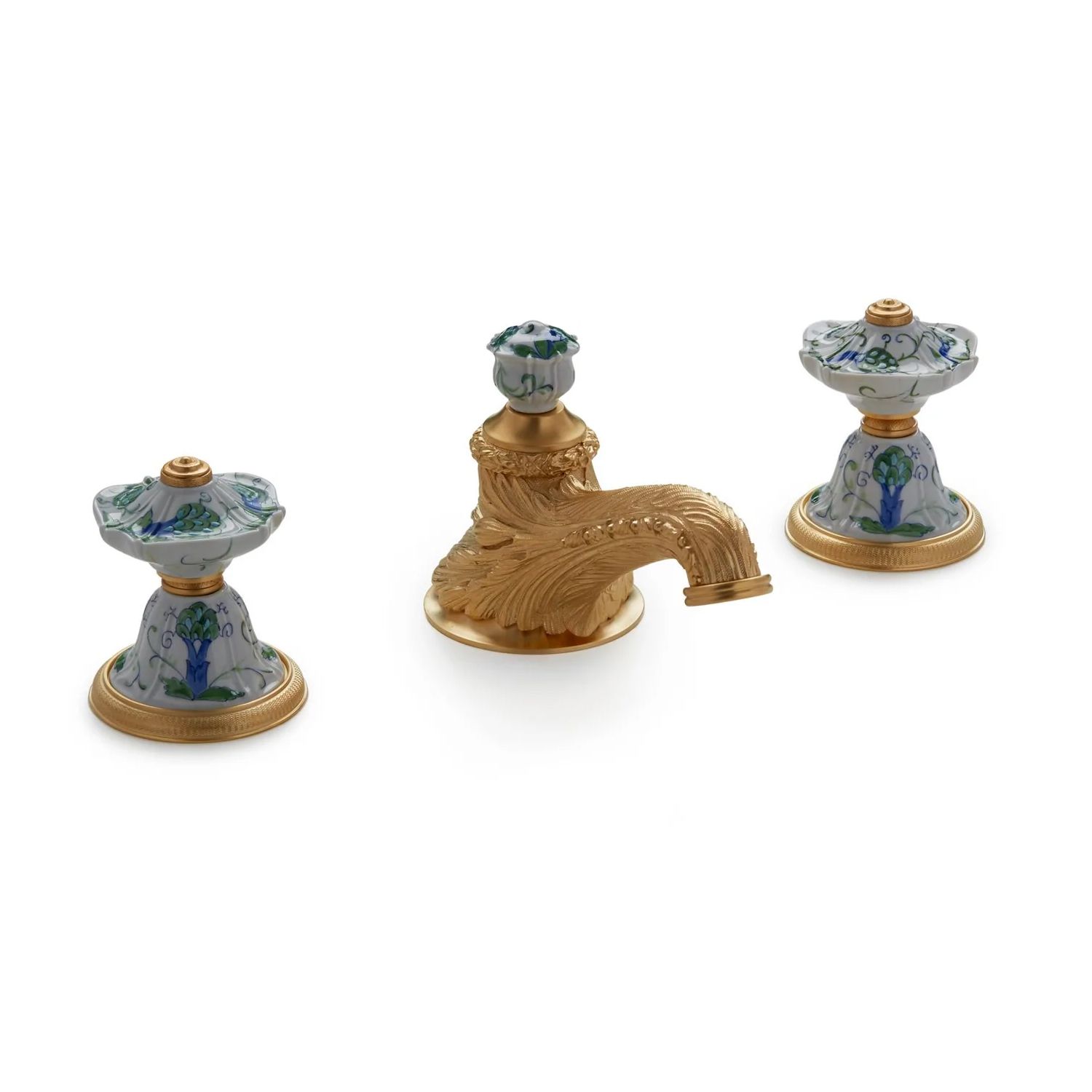  Vòi chậu lavabo cổ điển Hand Painted Ceramic bằng đồng - 1097BSN819-107A-WH 