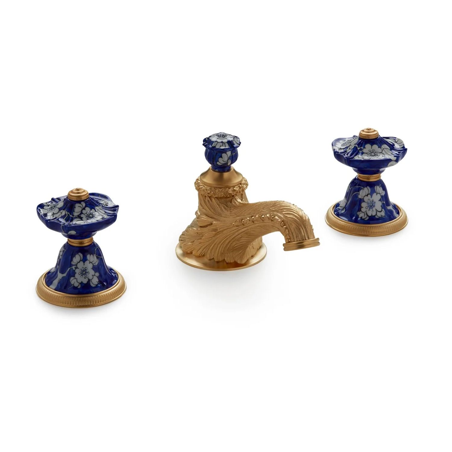 Vòi chậu lavabo cổ điển Hand Painted Ceramic bằng đồng - 1097BSN819-18BL-WH 