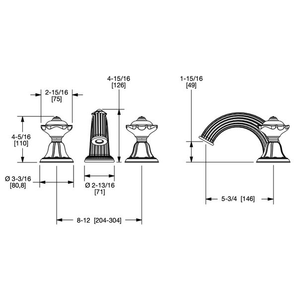  Vòi chậu lavabo cổ điển Scalloped White Ceramic bằng đồng - 1097BSN821-03WH 