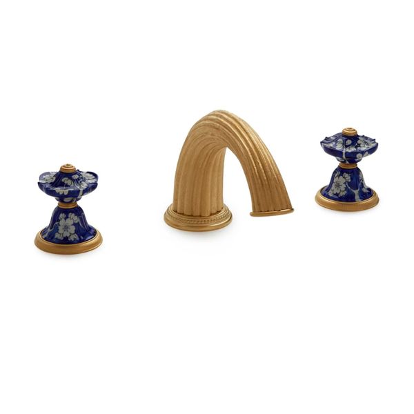  Vòi bồn tắm ba lỗ cổ điển Hand Painted Ceramic bằng đồng - 1097DKT821-18BL-WH 