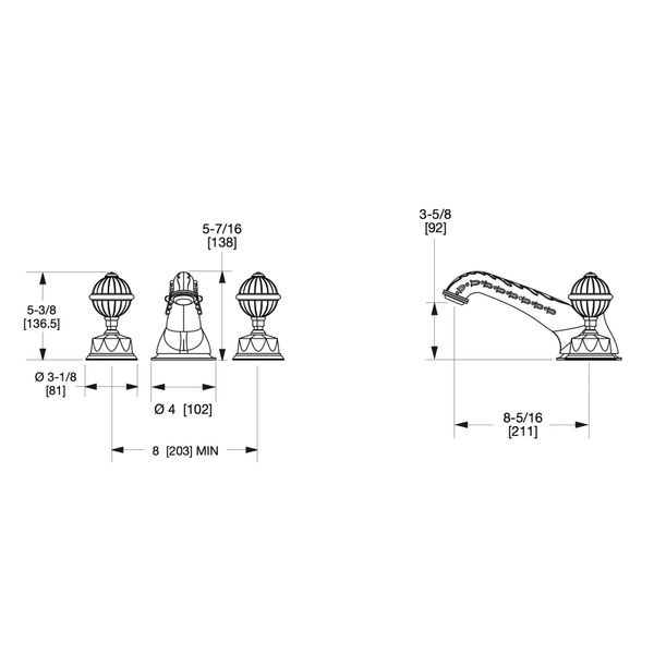  Vòi bồn tắm ba lỗ cổ điển Rose Quartz SW bằng đồng - 1098DKT819-RSQU 