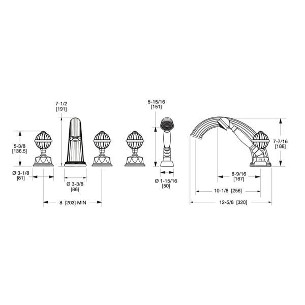  Vòi bồn tắm năm lỗ cổ điển Rose Quartz SW bằng đồng - 1098DTS813-RSQU 