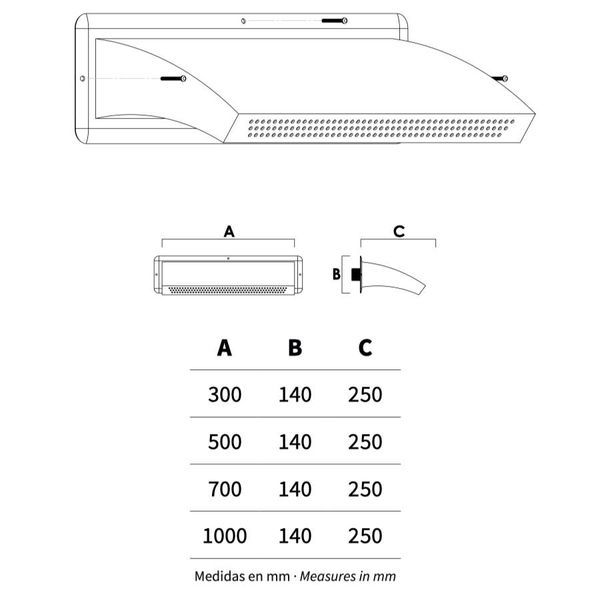  Thác nước hồ bơi gắn tường ngoài trời bằng AISI 316L stainless steel (chống thời tiết đại dương) - AQA112A 