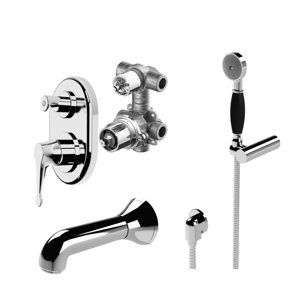  Vòi bồn tắm gắn tường có vòi sen cầm tay bằng đồng 130 - 130-BATH1 