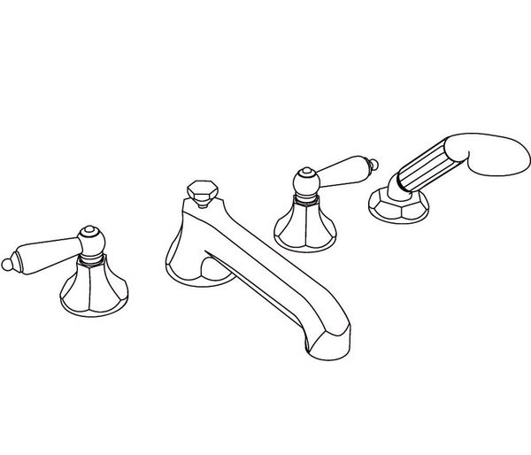  Vòi bồn tắm bốn lỗ cổ điển Charléty Crystal bằng đồng - 3304 