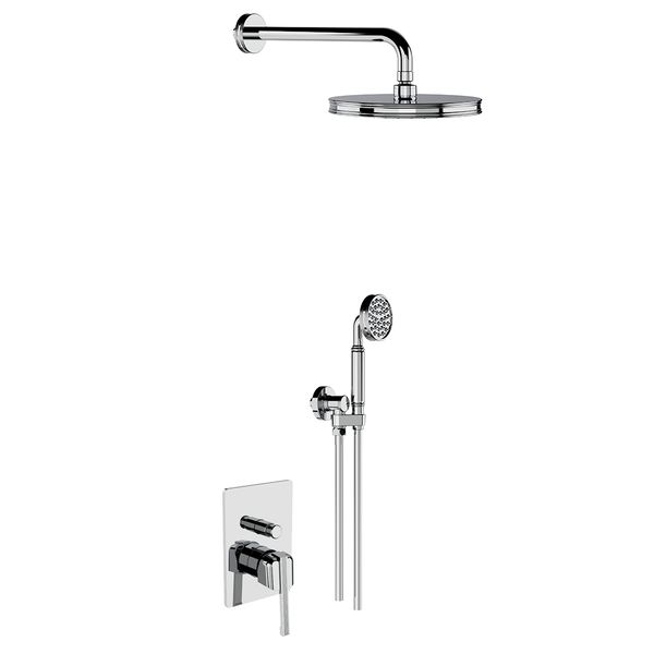  Vòi sen âm tường bát sen Ø210mm có vòi sen cầm tay cổ điển bằng đồng Zéphyr - 16002 